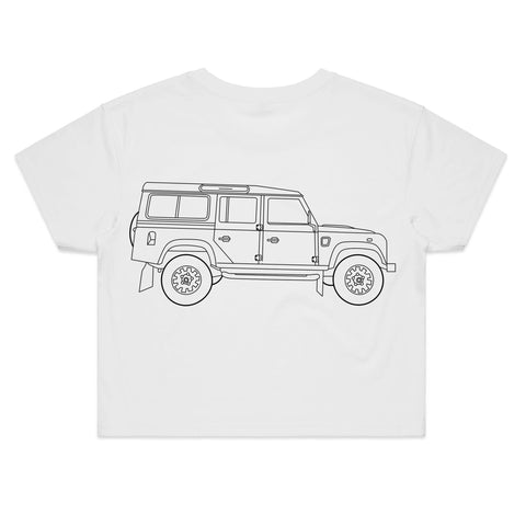 Land Rover Defender 110 Women's Crop T-shirt - Black Logo