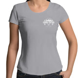 75 Series Hitop Troopy Women's Scoop Neck T-Shirt with a White Logo