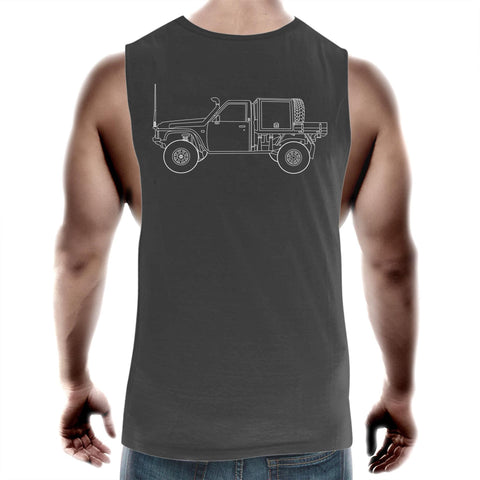 GQ Patrol Ute Muscle Singlet with White Logo