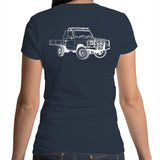 75 Series Cruiser Ute Women's Scoop Neck Tee Detailed with White Logo